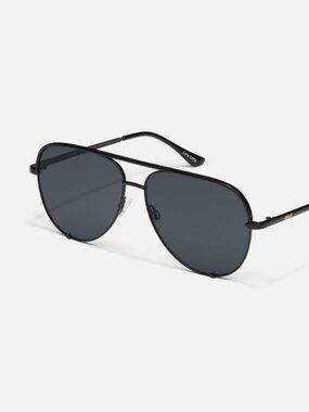 QUAY High Key – Polarized Matte Black Aviator Sunglasses w/ Smoke Grey Lens NWT